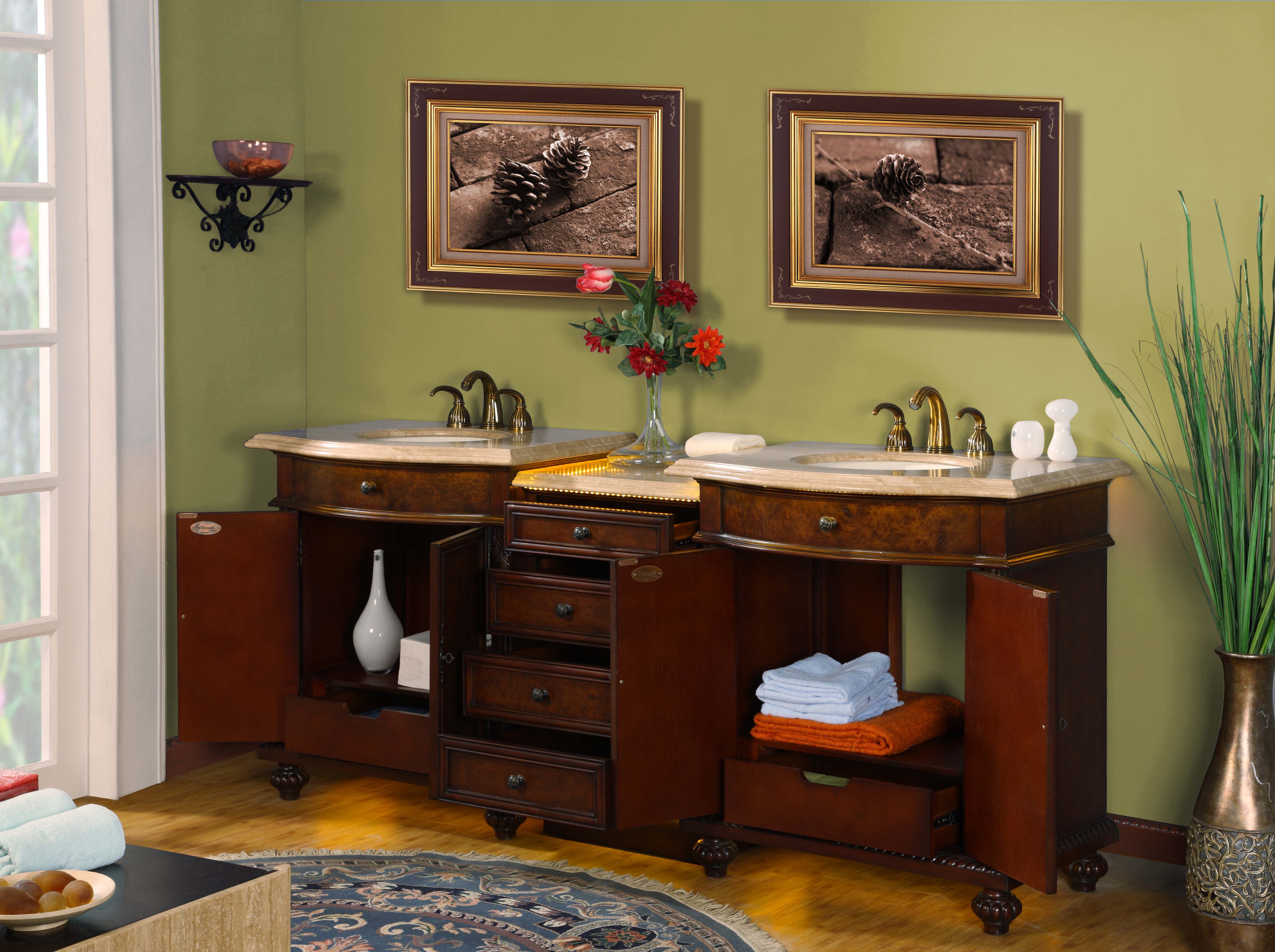 80 inch and over Vanities Bathroom Sink Vanities Double sink vanity
